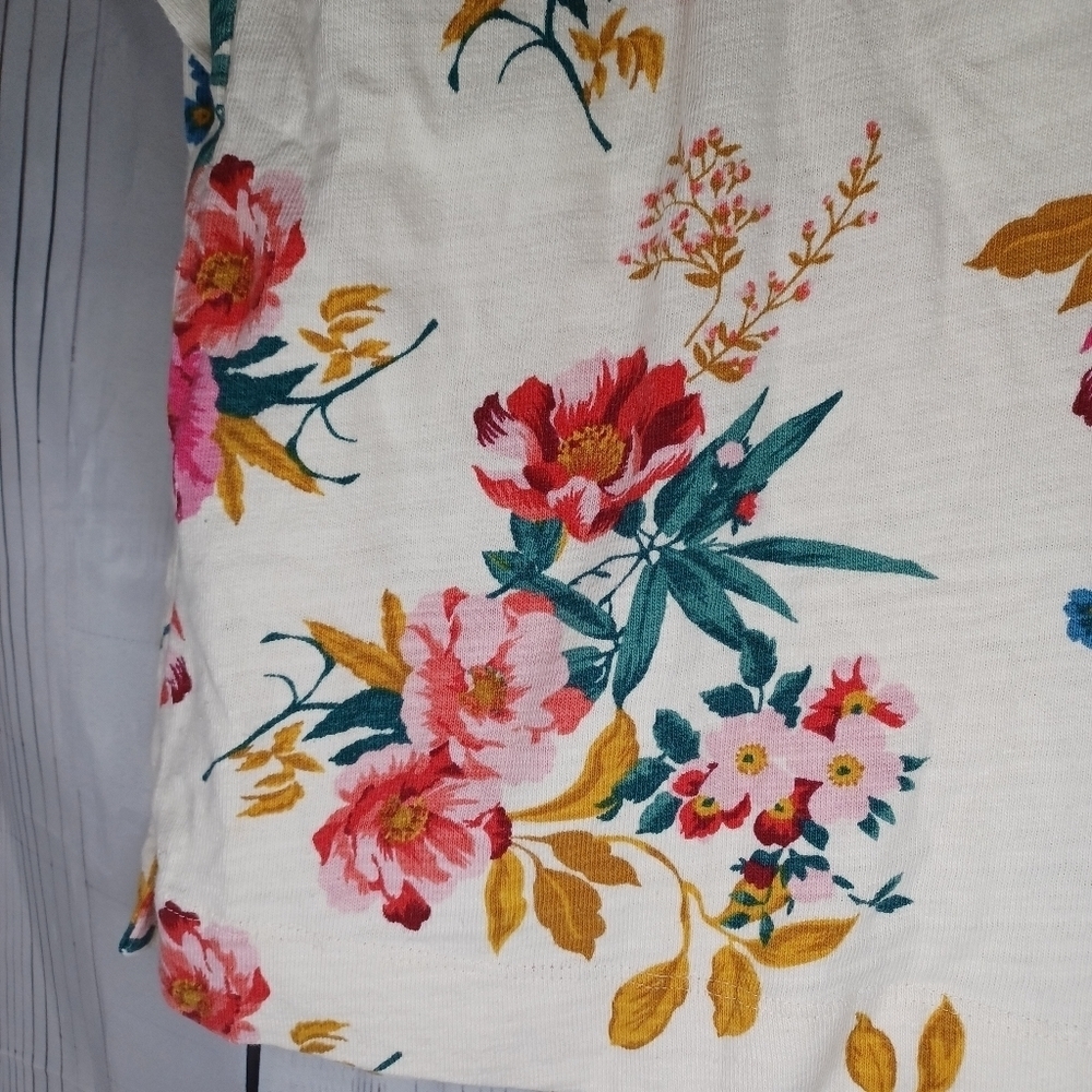 LOFT 100% Cotton Long Sleeve Floral Print Top - Cream and Pink Size S - Picture 13 of 16